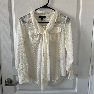 Banana Republic White Long-Sleeve Top